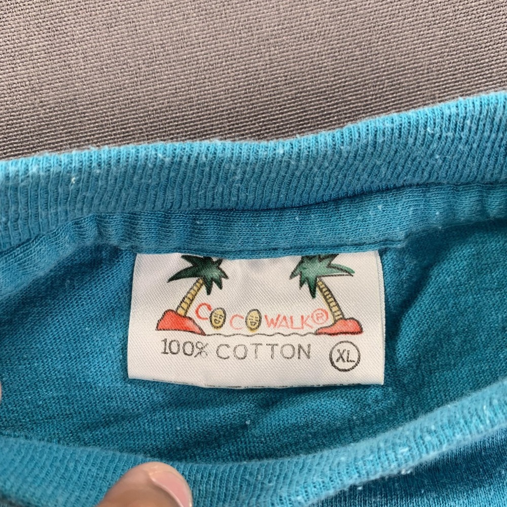 VTG Caribbean Dream Bahamas Shirt Men XL Teal Parrot Palm Tree Single Stitch 80s - Picture 5 of 9